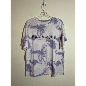 FRIENDS Logo Short Sleeve Tee Retro Y2K Tie Dye Casual Purple Womens Size Medium